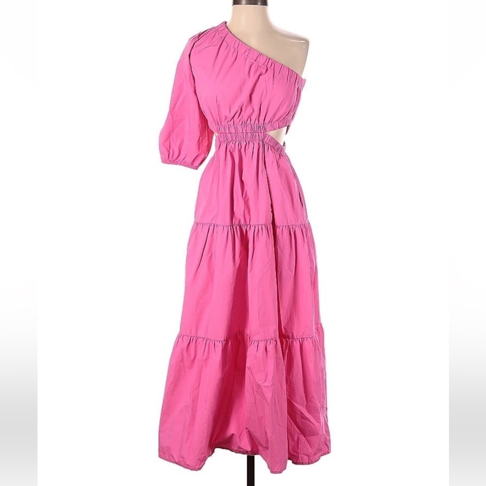 The Drop April Tiered Midi Dress Rose Pink Size XS